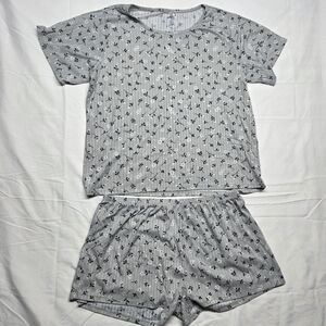 Womens pajama set by Flora Nikrooz Grey With White Flowers XL